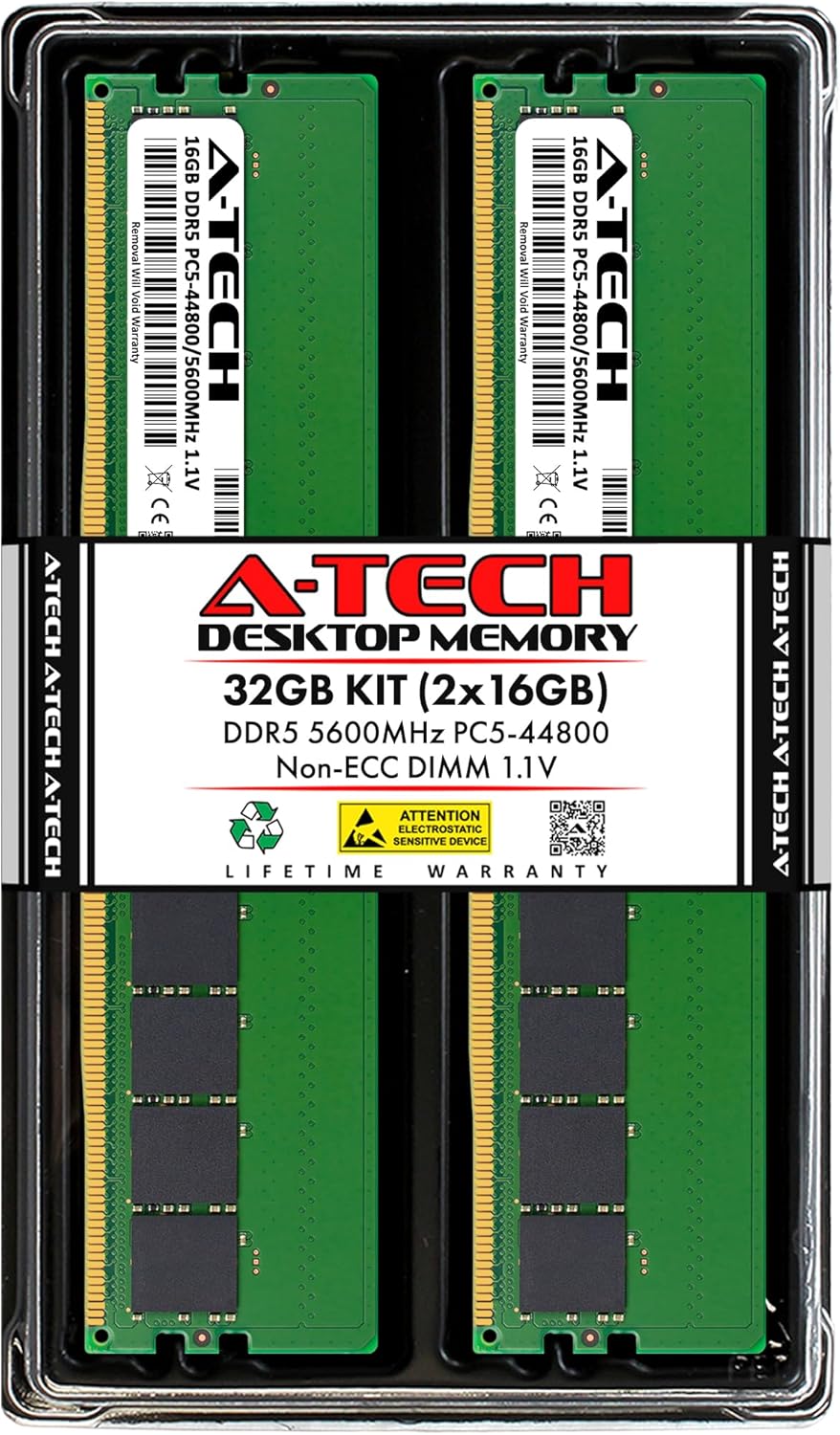 A-Tech 32GB Kit (2x16GB) RAM for ASUS ExpertCenter D9 Mini Tower D900MDR, D901MDR Desktop | DDR5 5600MHz PC5-44800 DIMM 1.1V 288-Pin Non-ECC UDIMM Memory Upgrade