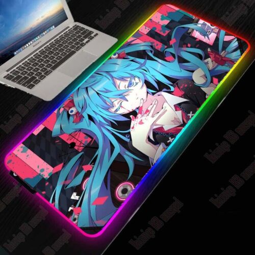 Anime Mouse Mat RGB Gaming Mousepad Large Mouse Pad LED Backlit Keyboard Pad