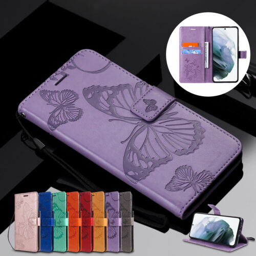 For Samsung S24 S23 Ultra S22 Plus S21 Note20 Butterfly Leather Card Wallet Case