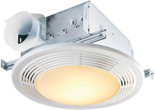 8664RP Exhaust Fan and 100-Watt Incandescent Light with Glass Lens, Bathroom Cei