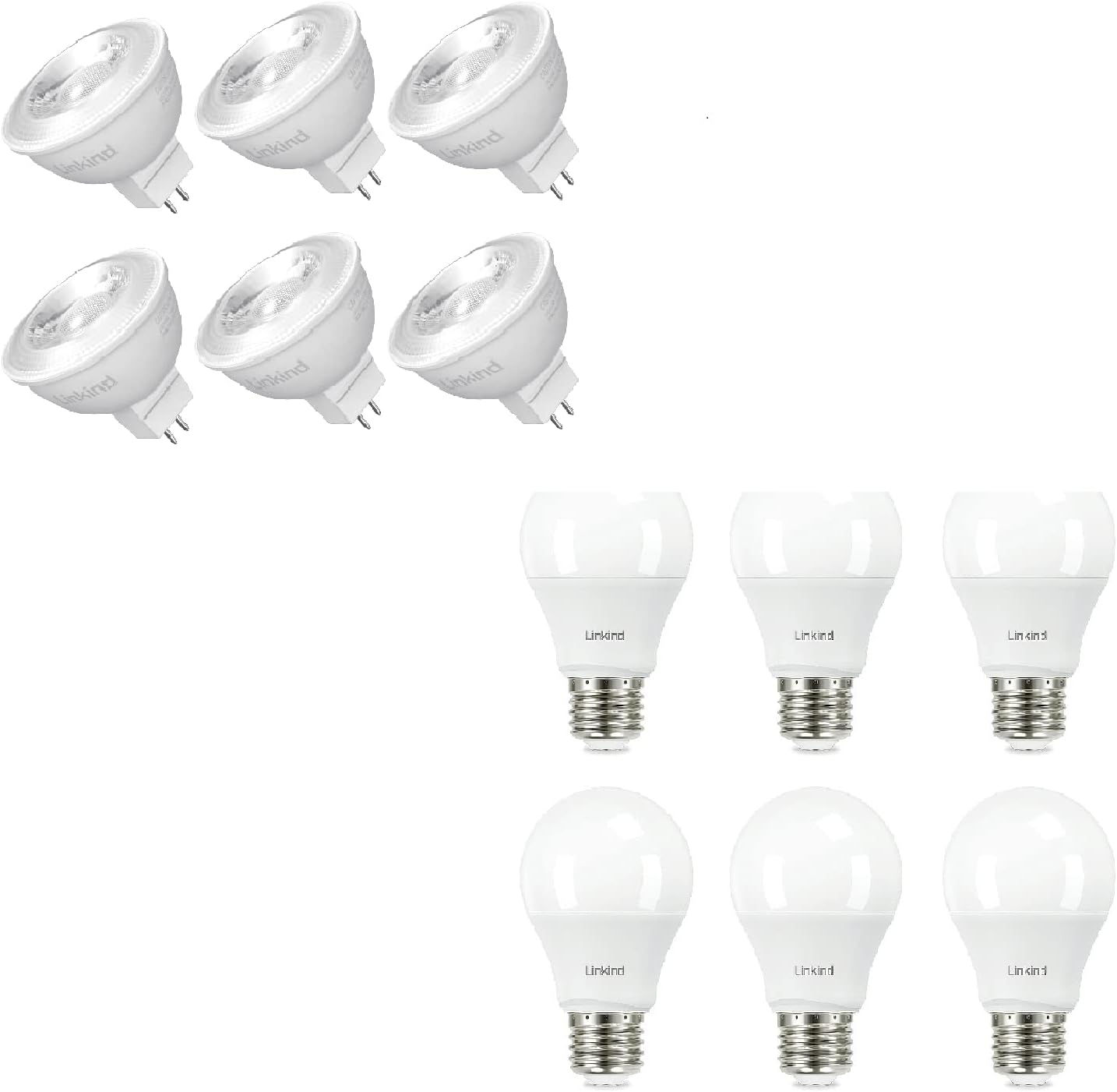 Linkind MR16 LED Bulbs Dimmable GU5.3 5000K & A19 Non-Dimmable Bulbs 60W Equivalent 5000K Daylight Bulbs