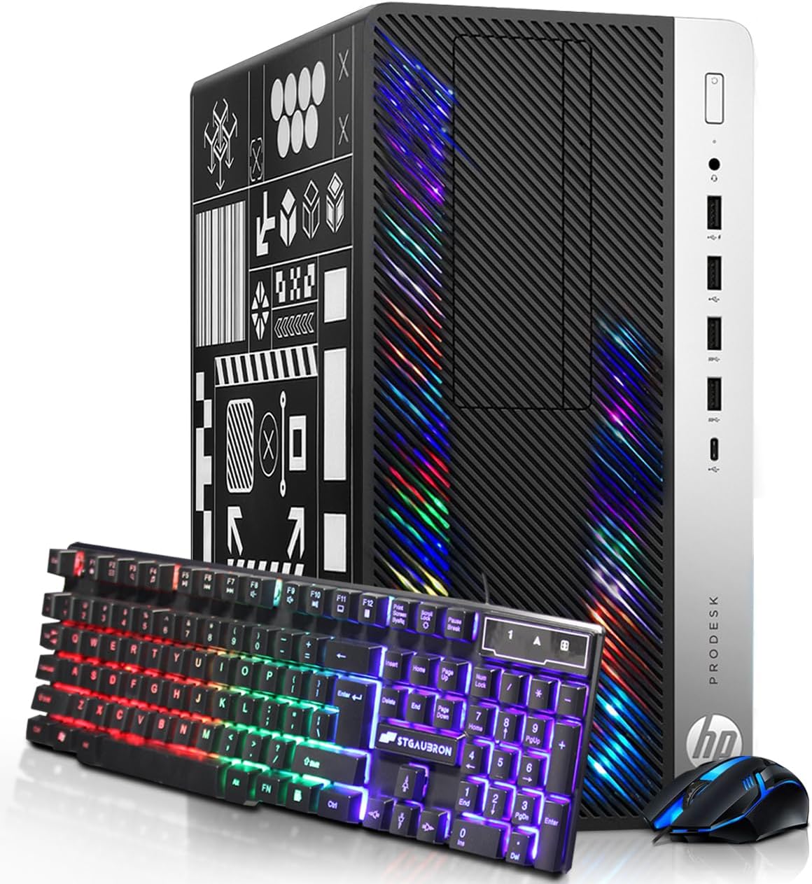 HP RGB Gaming Desktop Computer, Intel Quad Core I5-6500 up to 3.6GHz, GeForce GT 1030 2G GDDR5, 32GB DDR4, 512G SSD + 3T HDD, RGB Keyboard & Mouse, 600M WiFi & Bluetooth 5.0, Win 10 Pro (Renewed)