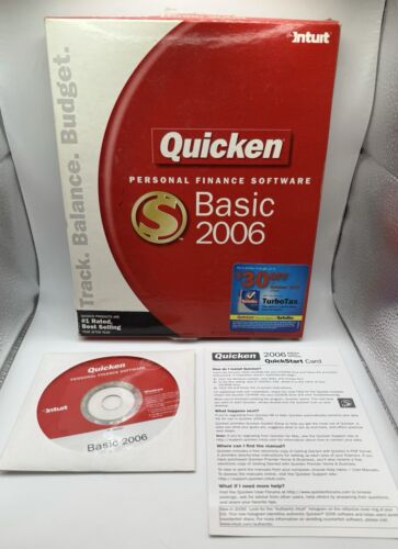 Intuit Quicken Personal Finance Software Basic 2006 CD ROM in Box