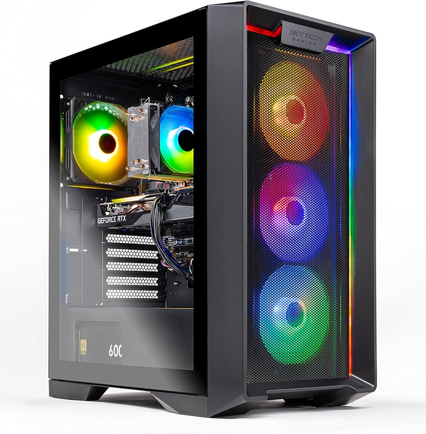 Skytech Nebula Gaming PC Desktop, Intel i3 10105F 3.7 GHz (4.4GHz Turbo Boost), NVIDIA GTX 1650 4GB GDDR6, 500GB SSD, 16GB DDR4 RAM 3200, 650W Gold PSU, Wi-Fi, Win 11 Home