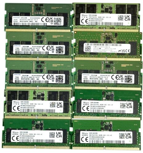 LOT of 10 Mixed Brand Samsung SKHynix Micro 8GB DDR5 5600MHz SODIMM Memory RAM