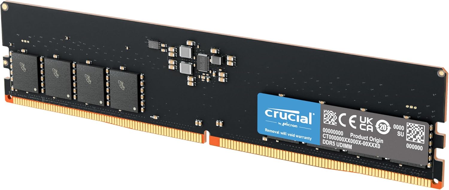 Crucial 8GB DDR5 RAM 5600MHz (or 5200MHz or 4800MHz) Desktop Memory, UDIMM 288-Pin, Compatible with 13th Gen Intel Core and AMD Ryzen 7000 – CT8G56C46U5