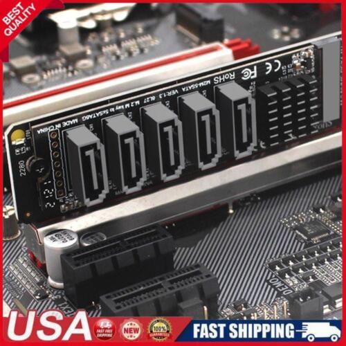 M.2 NVME To 5 Ports SATA3.0 Adapter PCI-E Riser Card 6Gbps SDD Converter Card