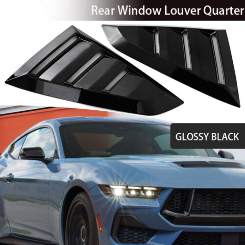 For 2024 2025 Ford Mustang GT Gloss Black Rear Window Louver Cover Sun Shade ABS