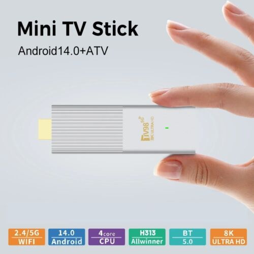 TV98 ATV X6 Mini TV Stick – Android 14.0, BT5.0, 8K/4K, 5G WiFi 6, Voice Remote