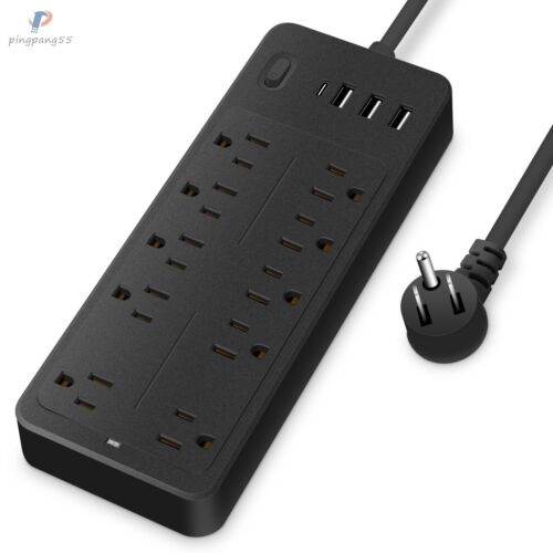 10 Outlets with 4 USB Ports (1 USB C) Long Extension Cord with Multiple Outlets