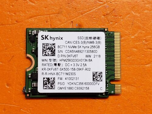 SK Hynx NVMe 256GB Solid State Drive SSD 0KFV6T HFM256GD3GX013N