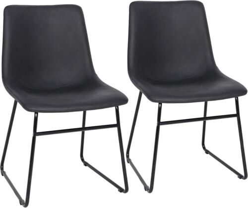 Set of 2 Dining Chair for Kitchen and Dining Room 18.3 inch Modern PU Leather Cu