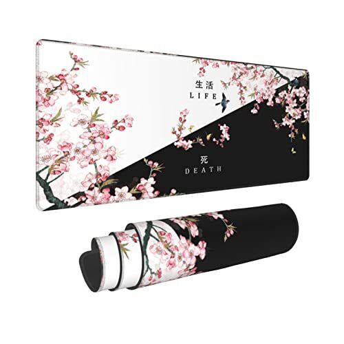 Black and White Cherry Blossom Gaming Mouse Pad Xlï¼ŒExtended Large Mouse Mat…