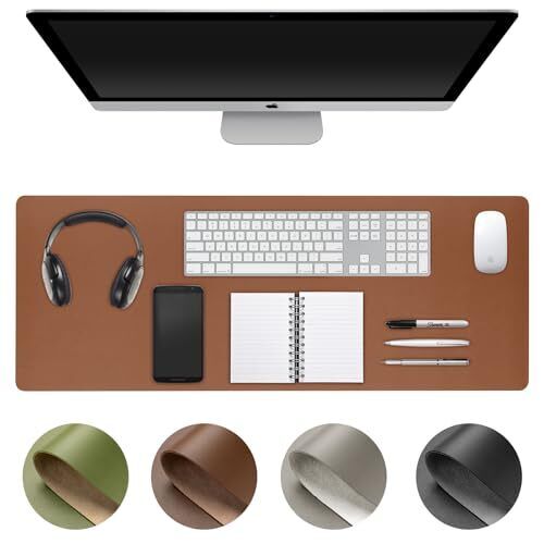 Desk Pad Protector PU Leather Desk Blotter Non-Slip Desktop Mat for Keyboard …