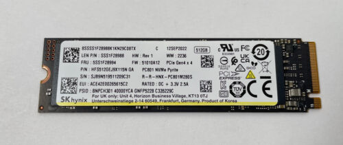 HFS512GEJ9X115N BC711 SK Hynix 512GB M.2 2280 PCIe NVMe SSD Gen4 x4 OPAL 2.0