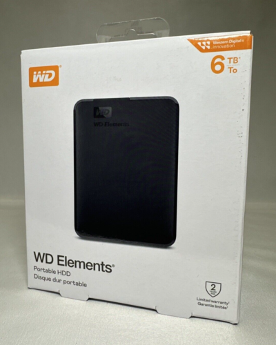 WD 6TB Elements Portable Storage USB 3.2 Gen 1/USB 3.0 (USB 2.0 compatible)-OPEN