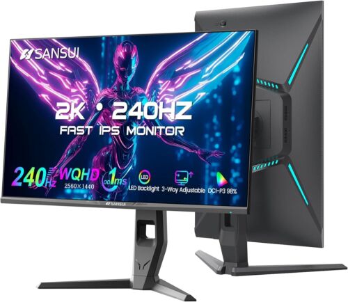 SANSUI ESA-G27F6Q PRO -27″ WQHD 240Hz, Rotating Gaming Monitor, Galaxy Gray