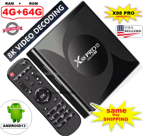 X88 PRO 13 RK3528 Android 13 Smart TV Box 4G 64G Wifi6 BT 4K H.265 Media player