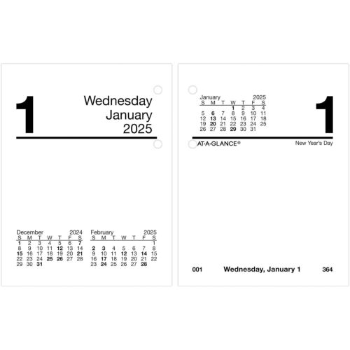 2025 AT-A-GLANCE 3.75″ x 3″ Daily Calendar Refill White/Black (E919-50-25)