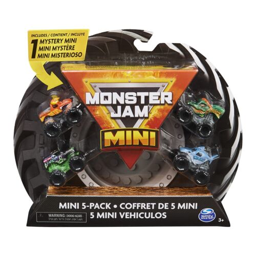 , Official Mini Collectible Monster Trucks 5-Pack with 1 Mystery Truck, 1:87 …