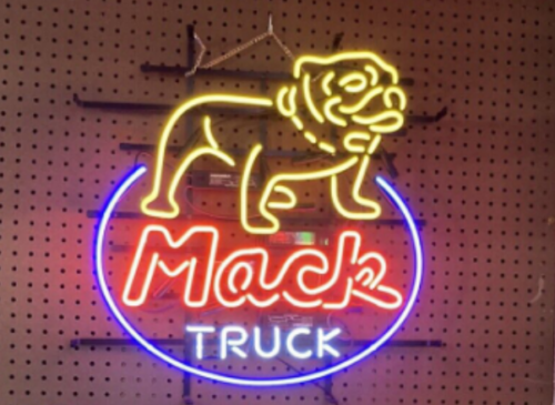 Mack Truck Neon Light Sign 20″x16″ Lamp Bar Open Man Cave Real Glass