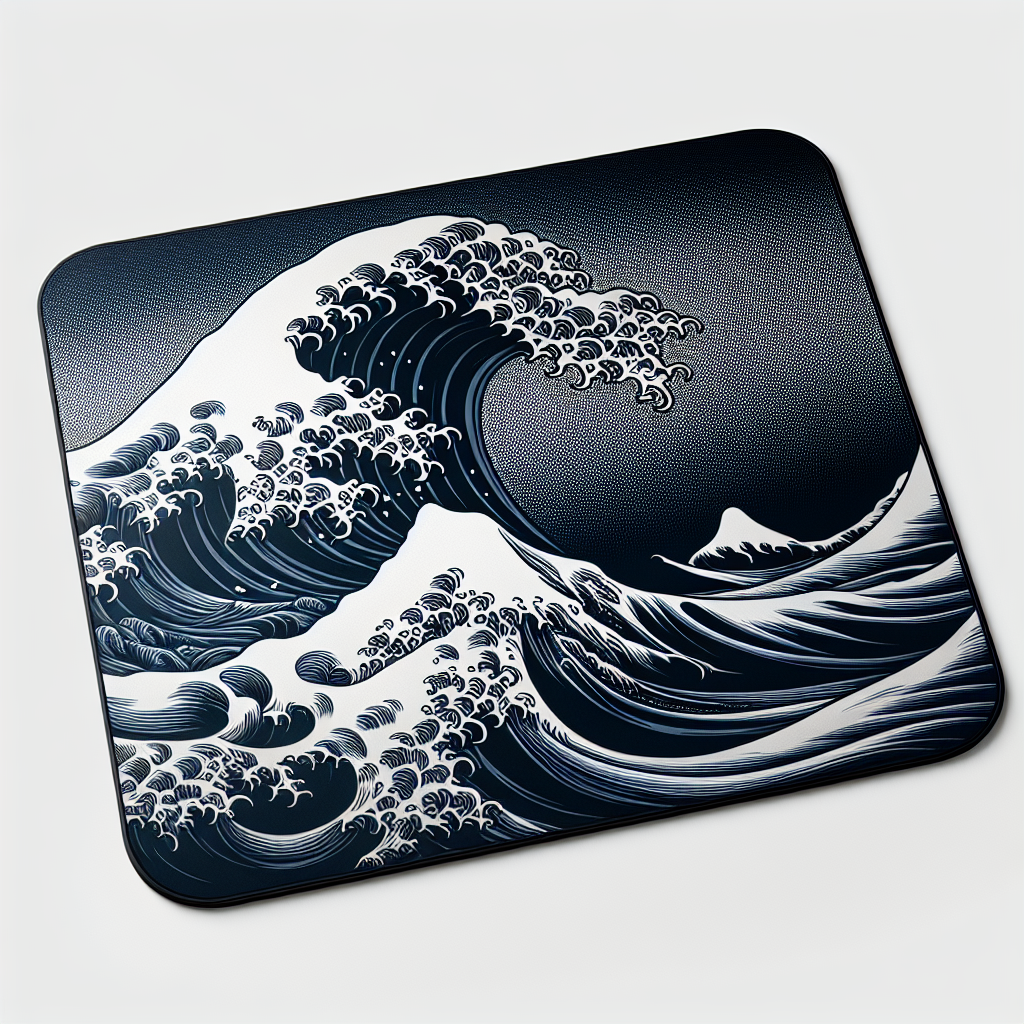 Ride the Waves with a Japanese Sea Wave Large Mouse Pad