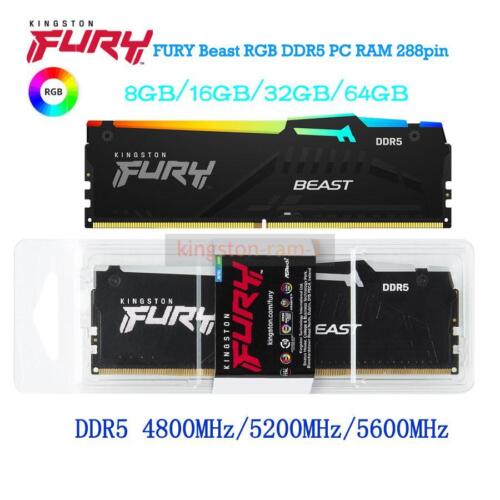 FURY Beast RGB 8 GB 16GB 32GB Ram DDR5 4800/5200/5600 MHz 288pin For Desktop lot