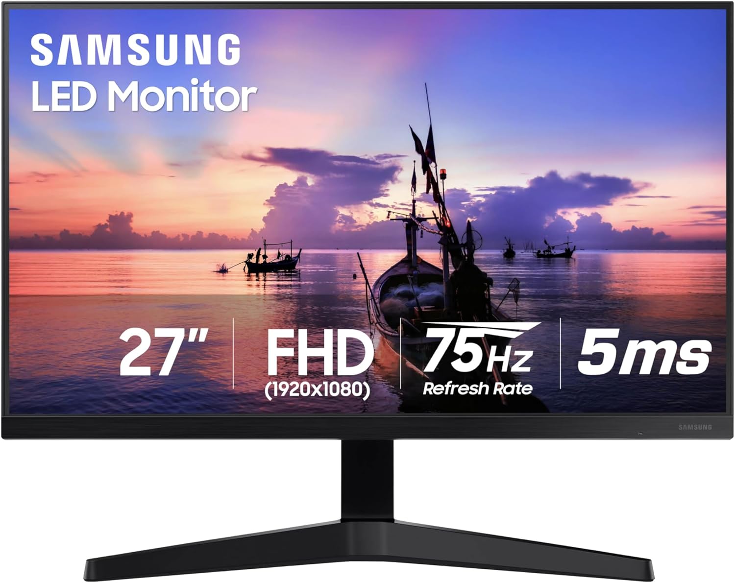 Samsung 27′ T35F Series FHD 1080p Computer Monitor, 75Hz, IPS Panel, HDMI, VGA (D-Sub), AMD FreeSync, Wall Mountable, Game Mode, 3-Sided Border-Less, Eye Care, LF27T350FHNXZA