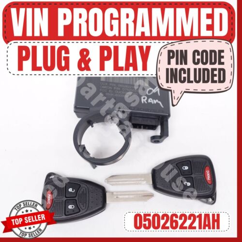 VIN PROGRAMMED PLUG & PLAY IMMOBILIZER DODGE RAM 1500 2006-2008 05026221AH