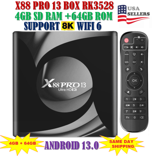 X88 PRO 13 RK3528 Android 13 Smart TV Box 4G 64G Wifi6 BT 4K H.265 Media player