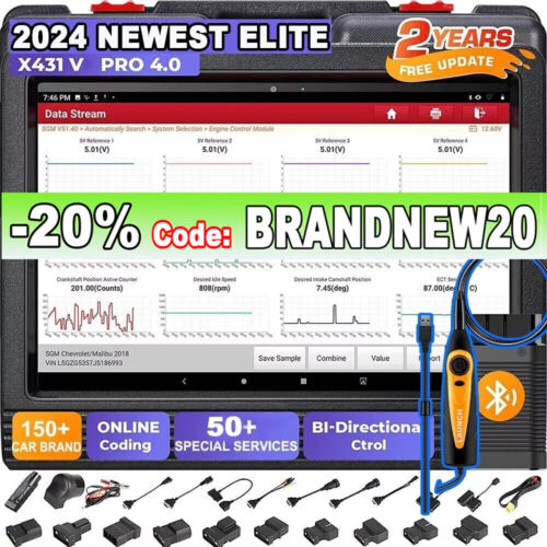 2024 LAUNCH X431 Pros V+ Elite Bidirectional Car Diagnostic Scanner Key Coding