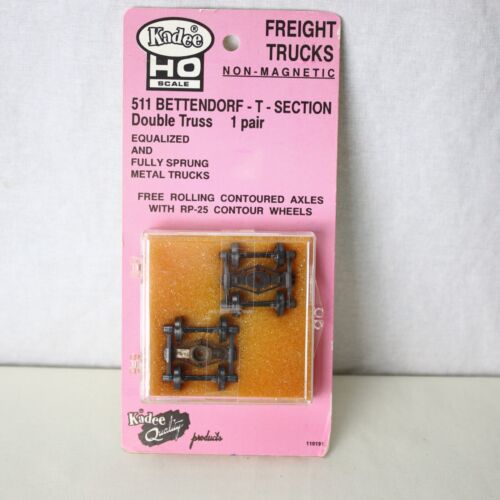 NOS NIB Kadee HO Scale 511 Bettendorf T Freight Trucks Non-Magnetic