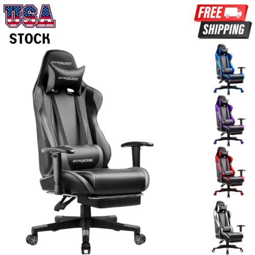 Gaming Chair with Footrest Recliner Height Adjustable Headrest & Lumbar