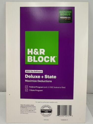 H&R Block Tax Software Deluxe+State 2021 – Windows, Mac OS