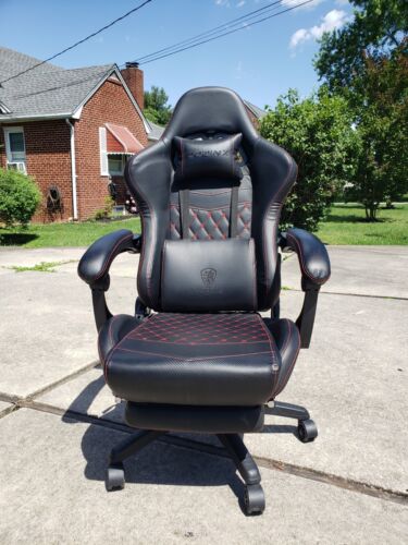 Dowinx Gaming Chair with Massage Lumbar Support, Footrest & Pocket Spring Seat