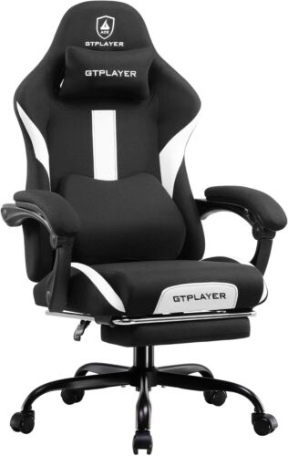 GTRACING Gaming Chair Ergonomic Office with Foot Rest & Pocket Black