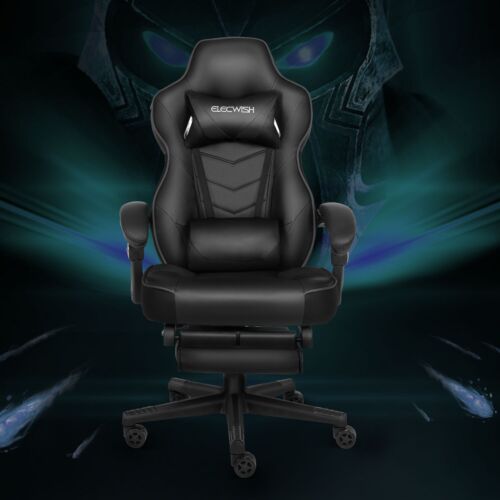 ELECWISH Computer Gaming Chair Ergonomic Recliner Desk Seat Swivel with Footrest