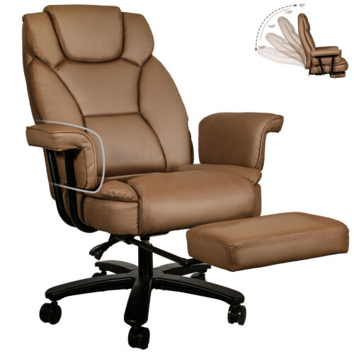 Ergonomic Executive Office Chair Leather Computer Desk Chair Footrest Big People