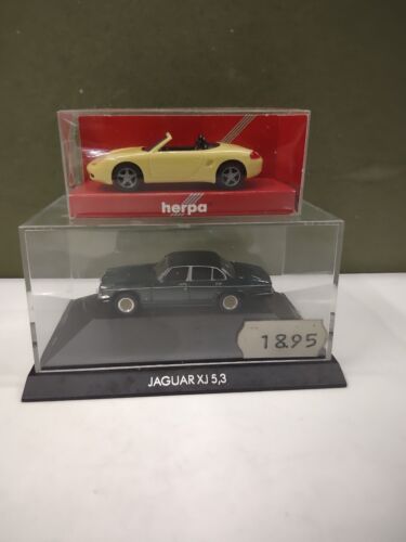 Herpa Jaguar XJ 5.3 Green & Porsche Boxter Yellow 1/87 Scale HO Gauge