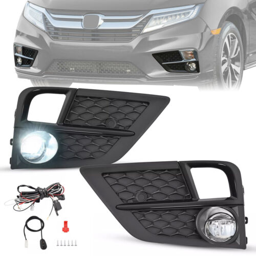 For 2018-2020 Honda Odyssey LED Fog Lights Front Bumper Driving Lamps W/Bezel