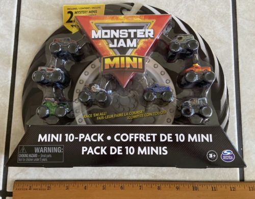 Spin Master Monster Jam Mini Trucks 10-Pack Collectible *NEW* 2 mystery trucks