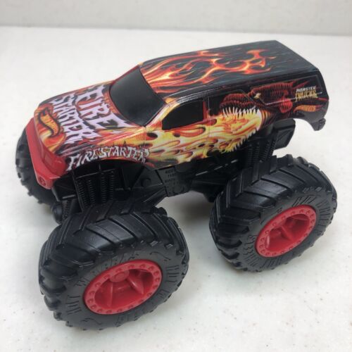 Hot Wheels Monster Jam Fire Starter 1:64 Scale Truck Black Red Hubs