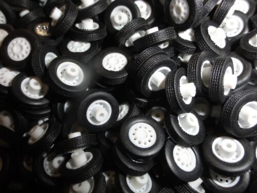 100+ LOT White Wheels FRONT (Tires + Rims) for Tractor Trucks 1:87 HO Scale