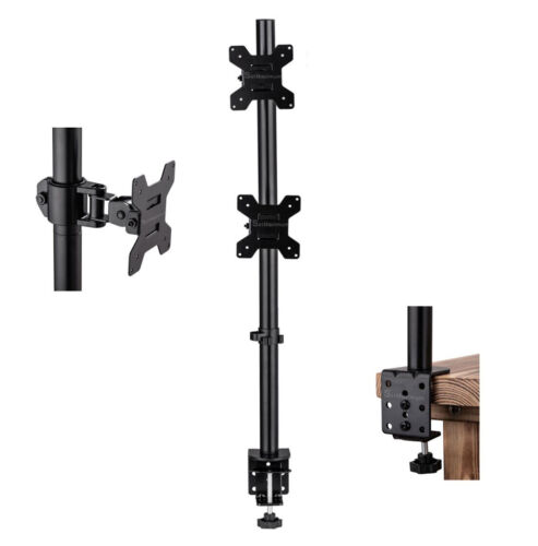 TV/Monitor VESA Desk Mount Dual Stacked Vertical Fits 13–27″ Screens LED LCD TV