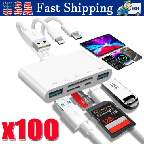 5 in 1 Memory Card Reader USB 3.0 OTG Adapter SD Card Reader For iPhone/iPad LOT