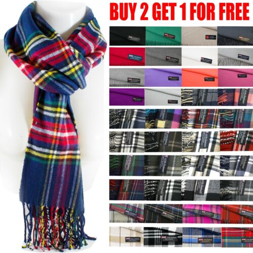 Mens Womens Winter Warm SCOTLAND Made 100% CASHMERE Scarf Scarves Plaid Wool