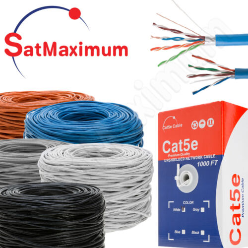 1000ft CAT5e Cable Solid Wire 24AWG Box Cat5 Ethernet Network RJ45 UTP FTP Bulk