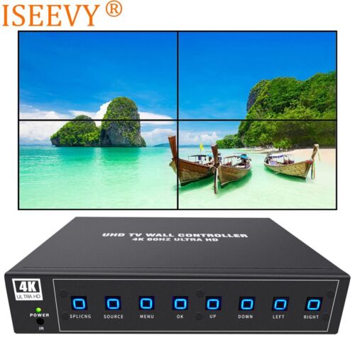 UHD 4K Video Wall Controller 2×2 1×4 1×3 max 4K60 HDMI DP Inputs for 4 TV Splice