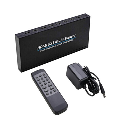 1 Pcs HDMI 8×1 Multi-viewer With 12V Power Adapter Remote Control Replacement k