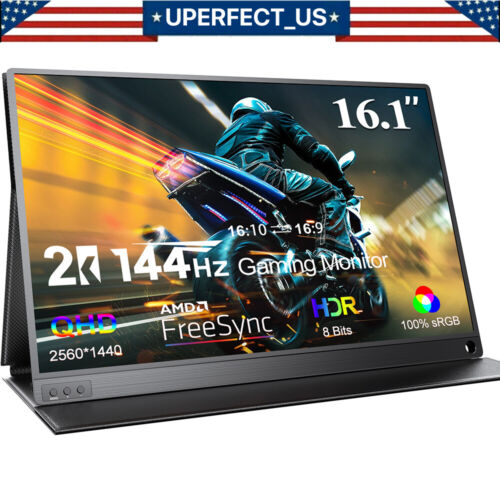 UPERFECT 2K 144Hz Portable Monitor 16.1″ 1440P Gaming Computer Monitor FreeSync